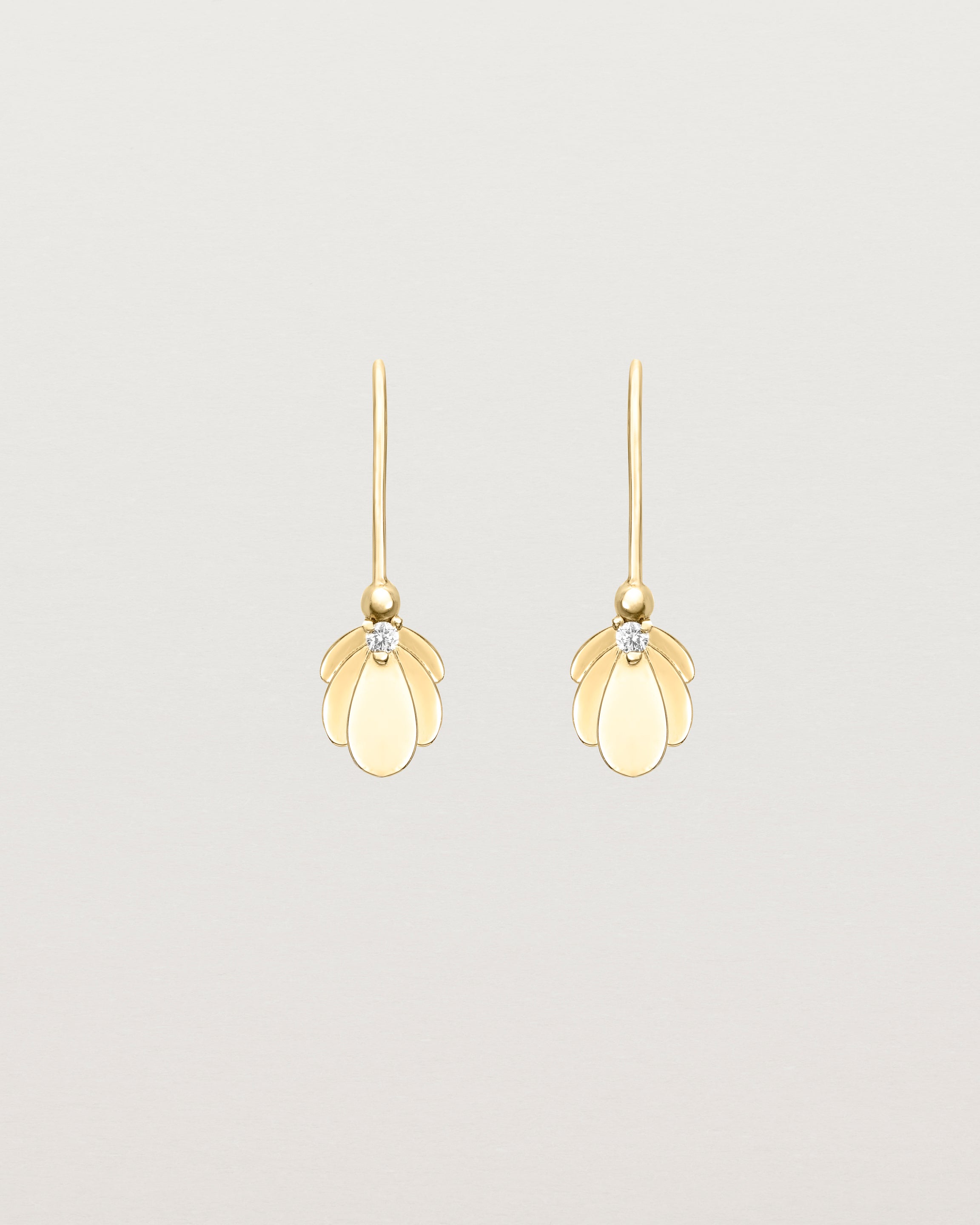 Front view of the Aeris Earrings | Diamond | Yellow Gold