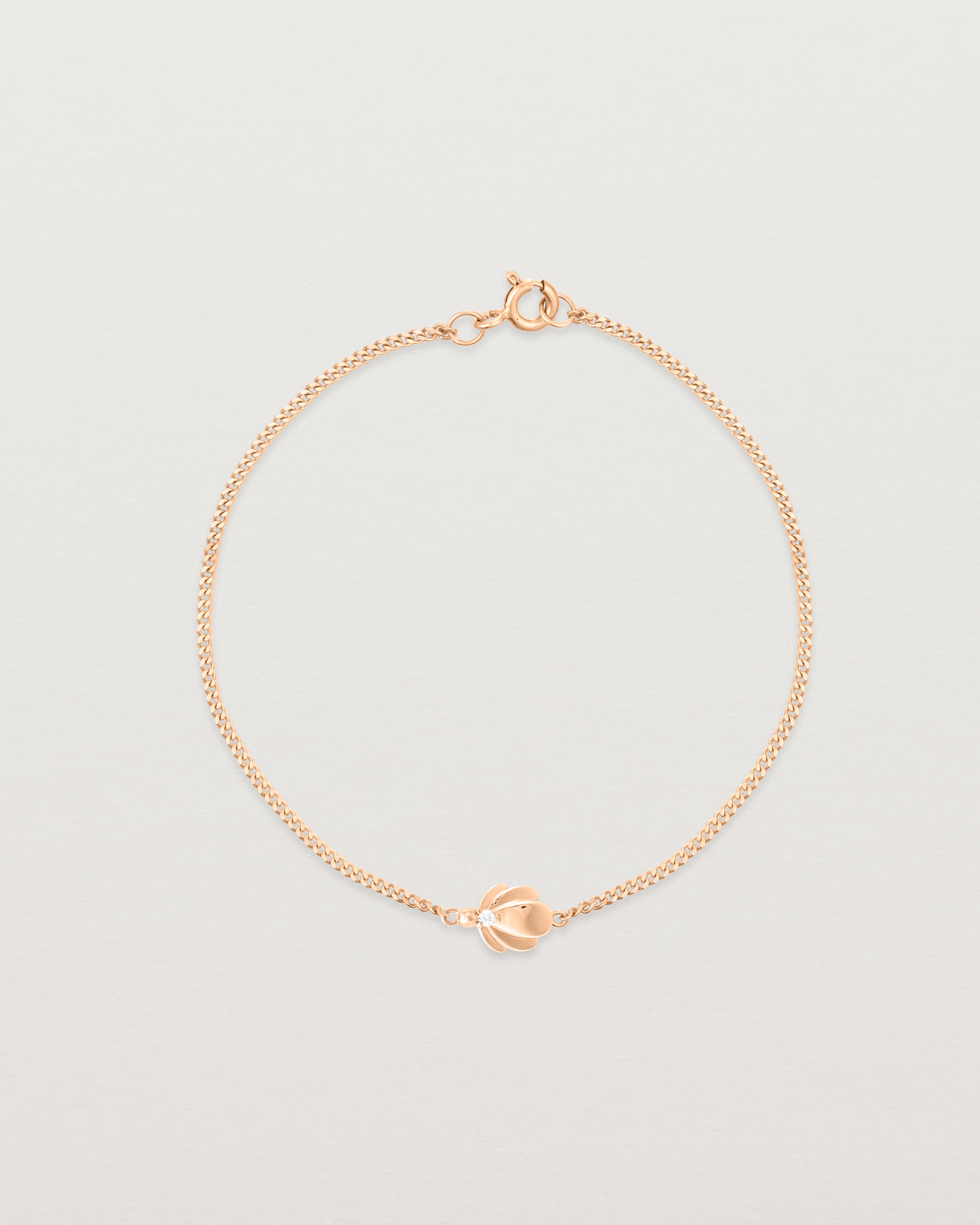 Top down view of the Aeris Bracelet | Diamond in Rose Gold.