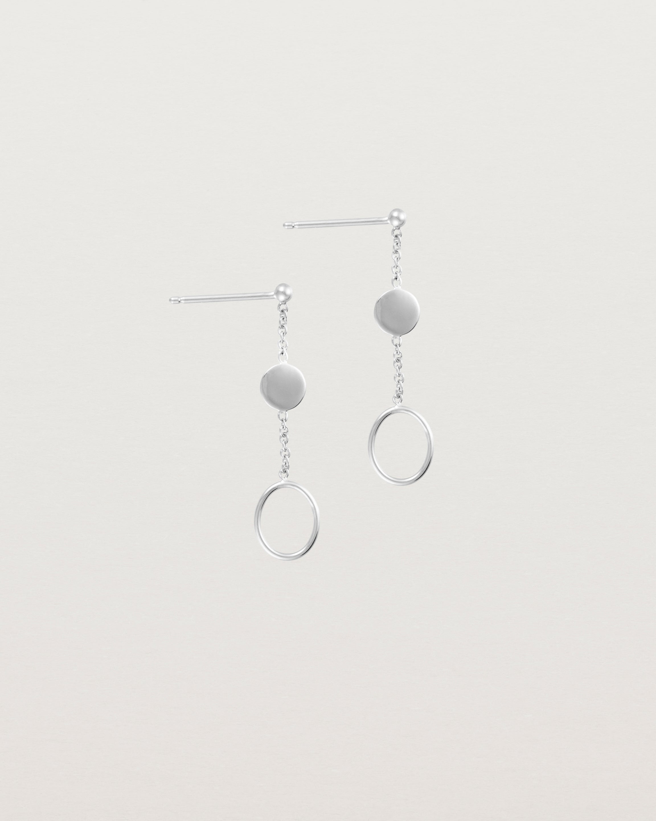 Hanging view of the Aiyana Earrings in White Gold.