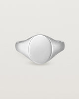 Front view of the Arden Signet Ring in White Gold.