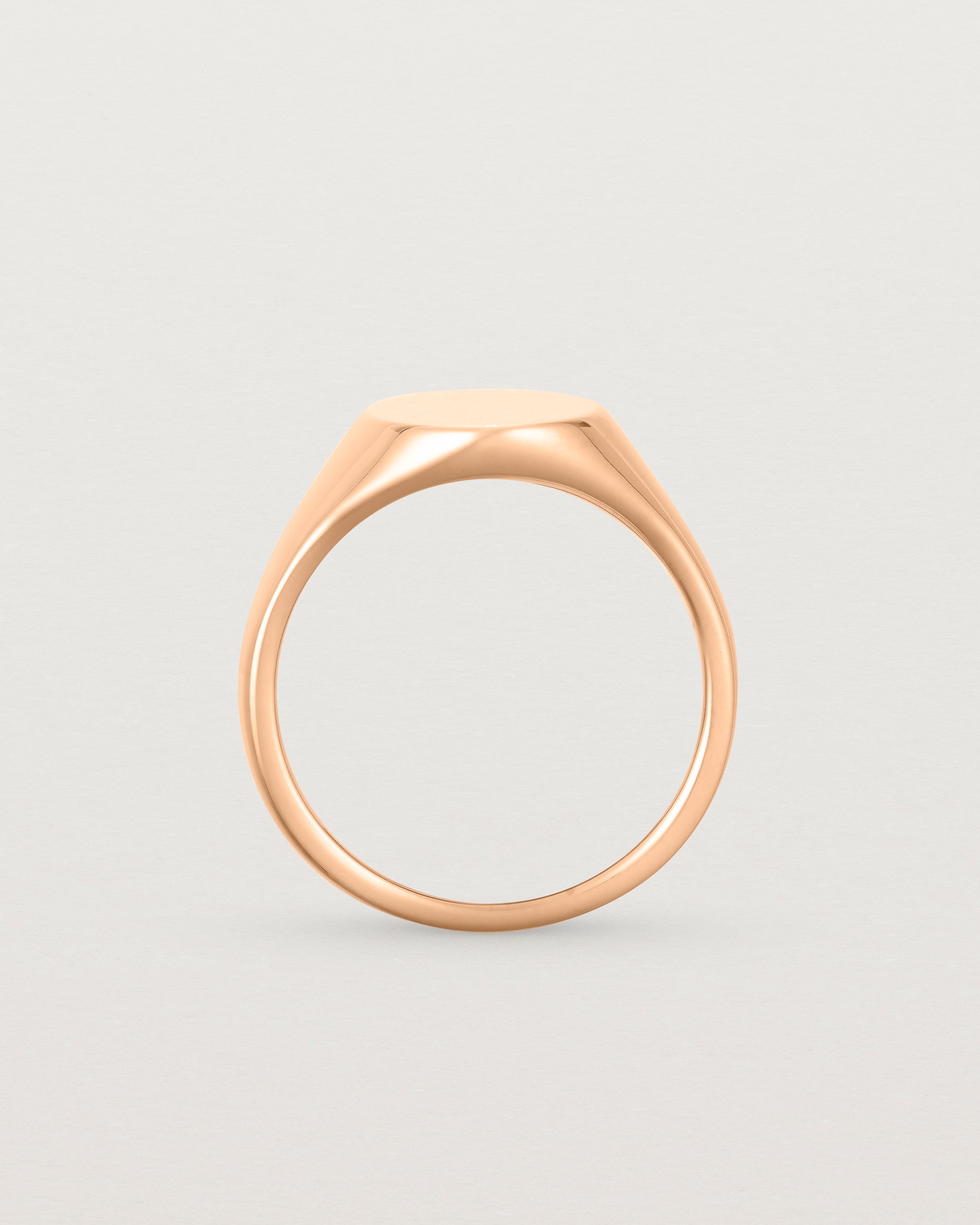 Standing view of the Arden Signet Ring in Rose Gold.