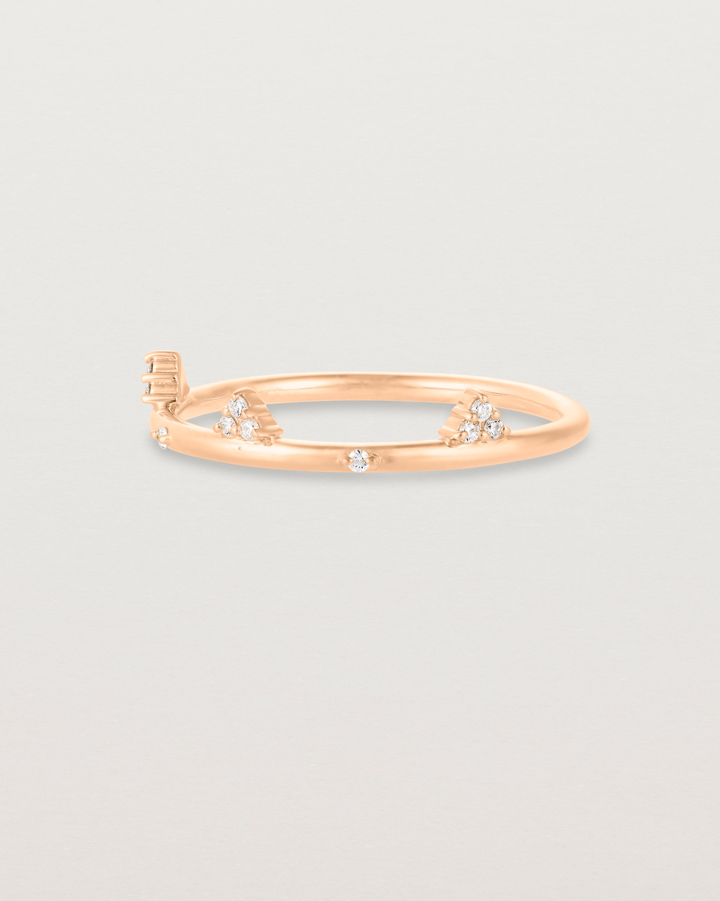 Angled view of the Belle Ring | Diamonds in rose gold.