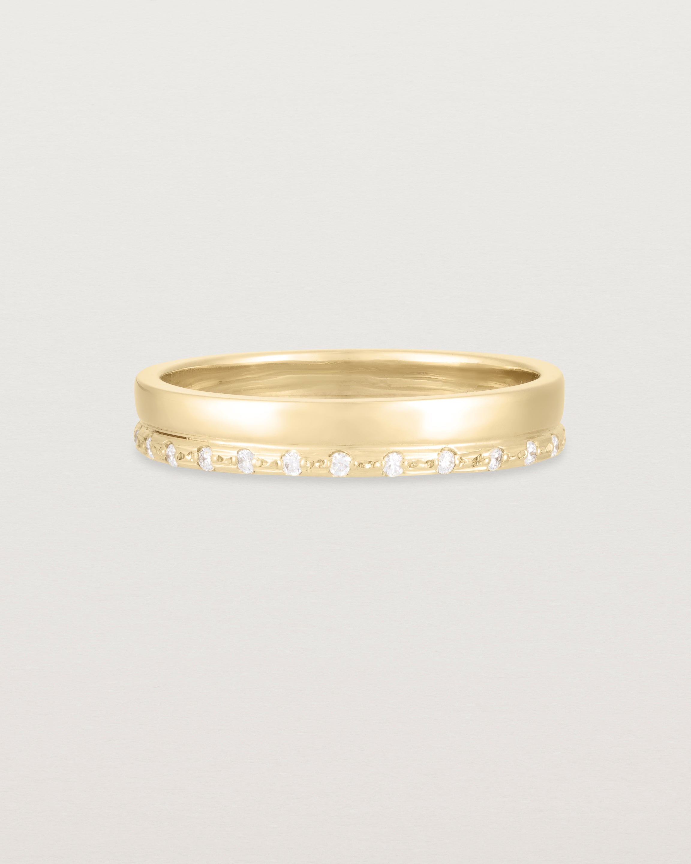 Front view of the Cascade Double Band | Diamonds | Yellow Gold