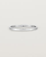 2mm white gold wedding band with a chamfered edge