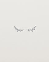Front view of the Crescent Studs | Diamonds in white gold.