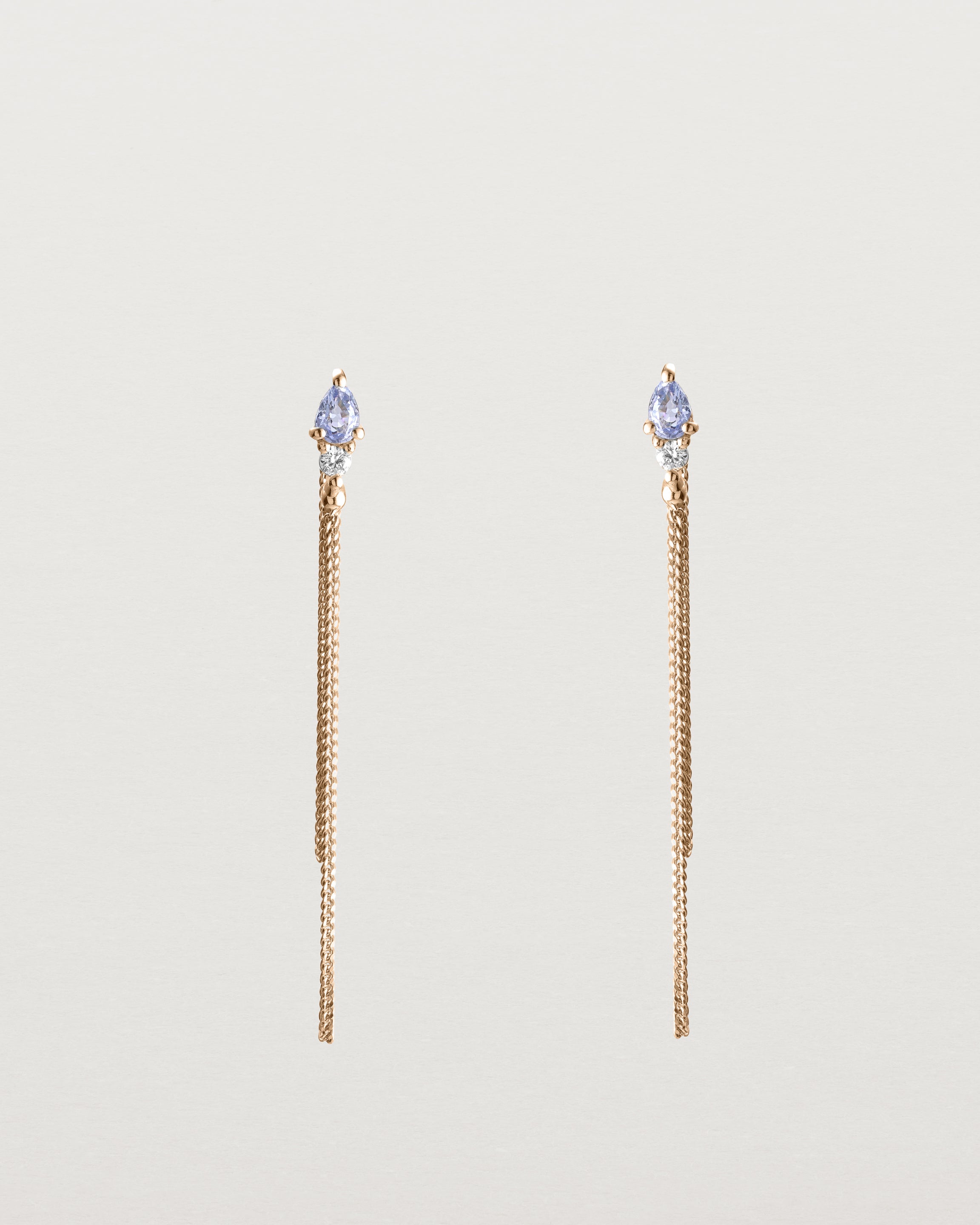 Front view of the Danaë Loop Studs | Sapphire & Diamond | Rose Gold.