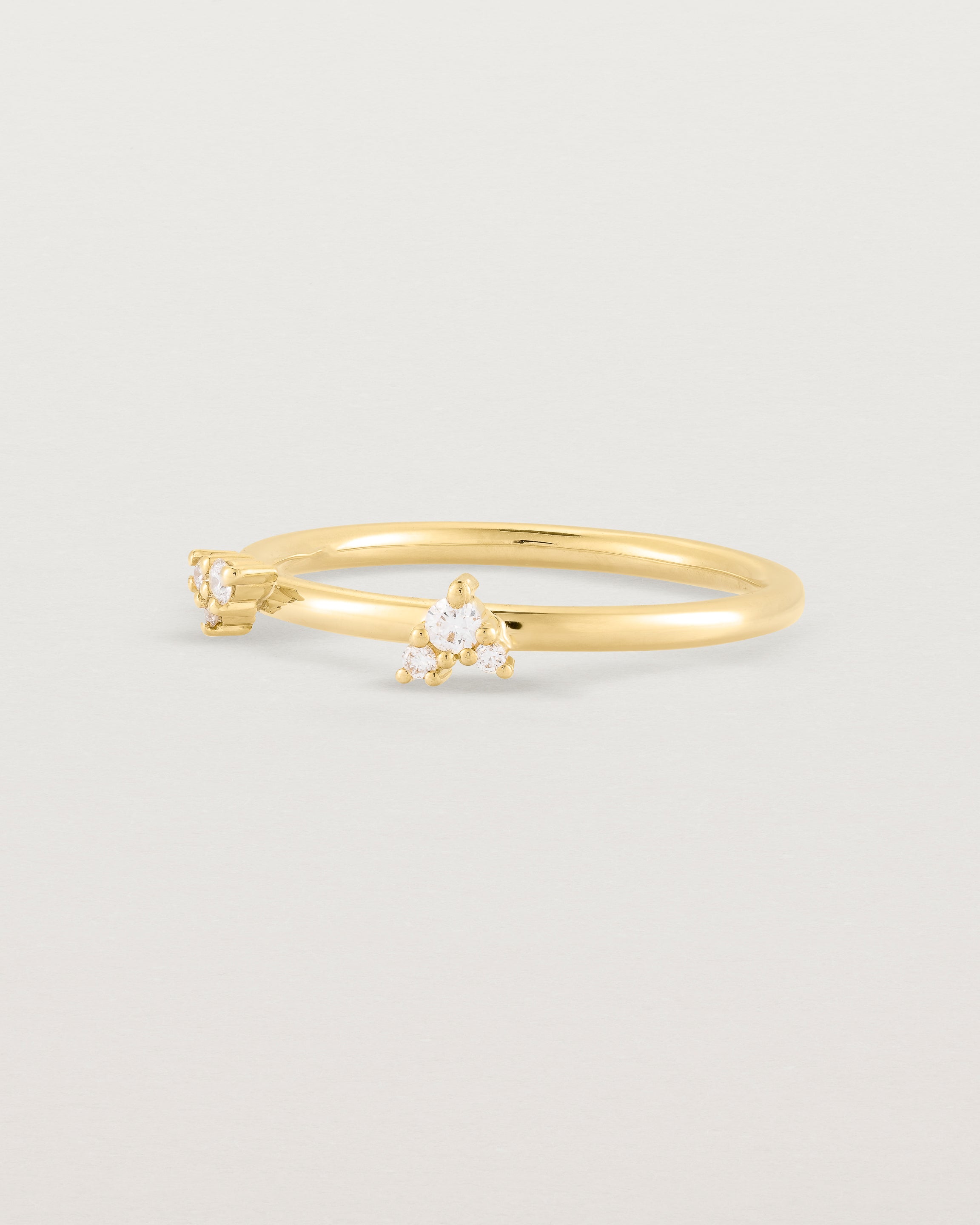 Angled view of the Della Cluster Ring | Diamonds | Yellow Gold.