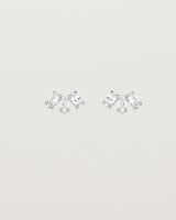 Front view of the Sun Studs | Diamonds in white gold.