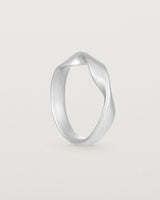 Standing view of the Ellipse / Shift Ring in Sterling Silver.