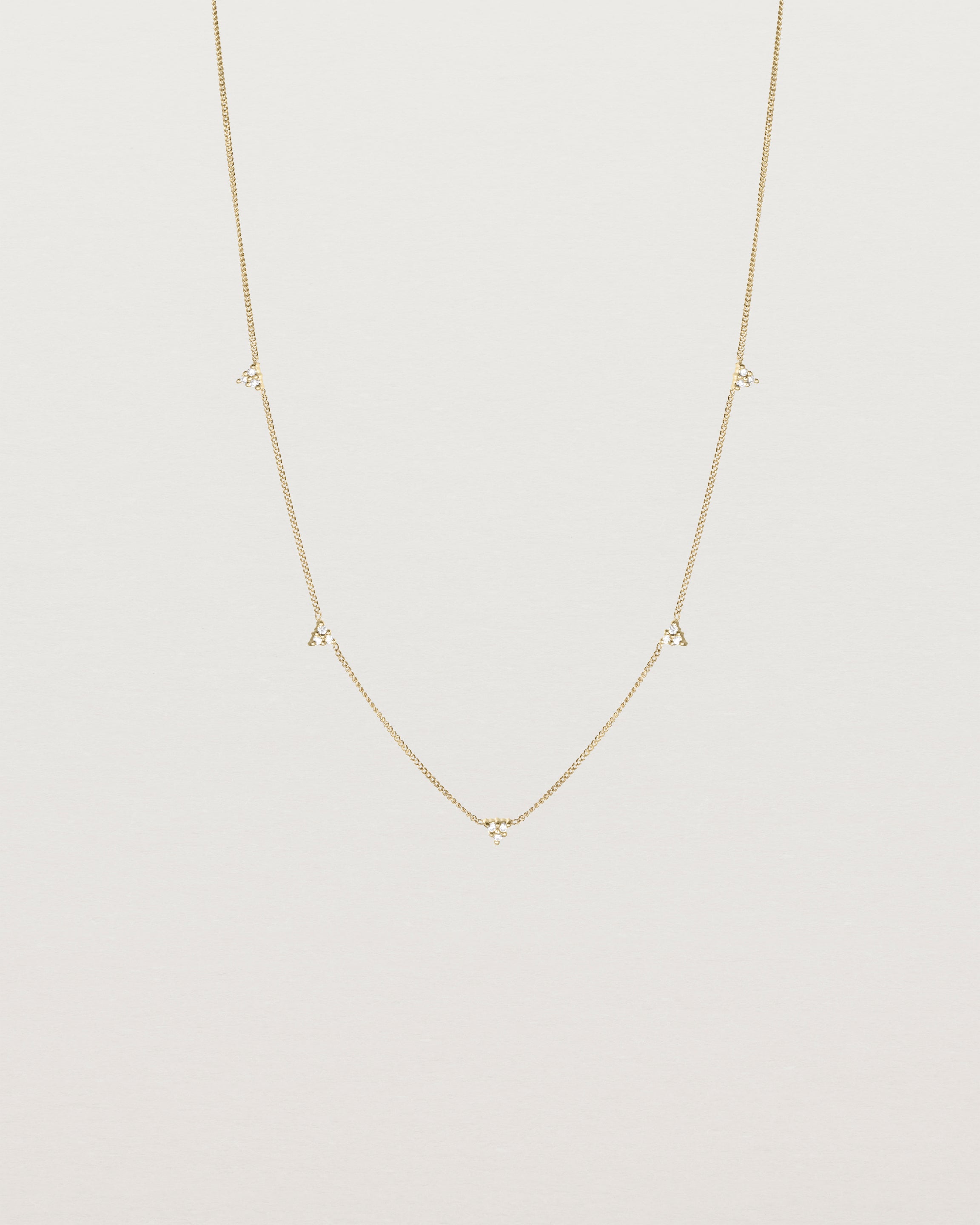 Front view of the Full Kalani Necklace | Diamonds in yellow gold. 