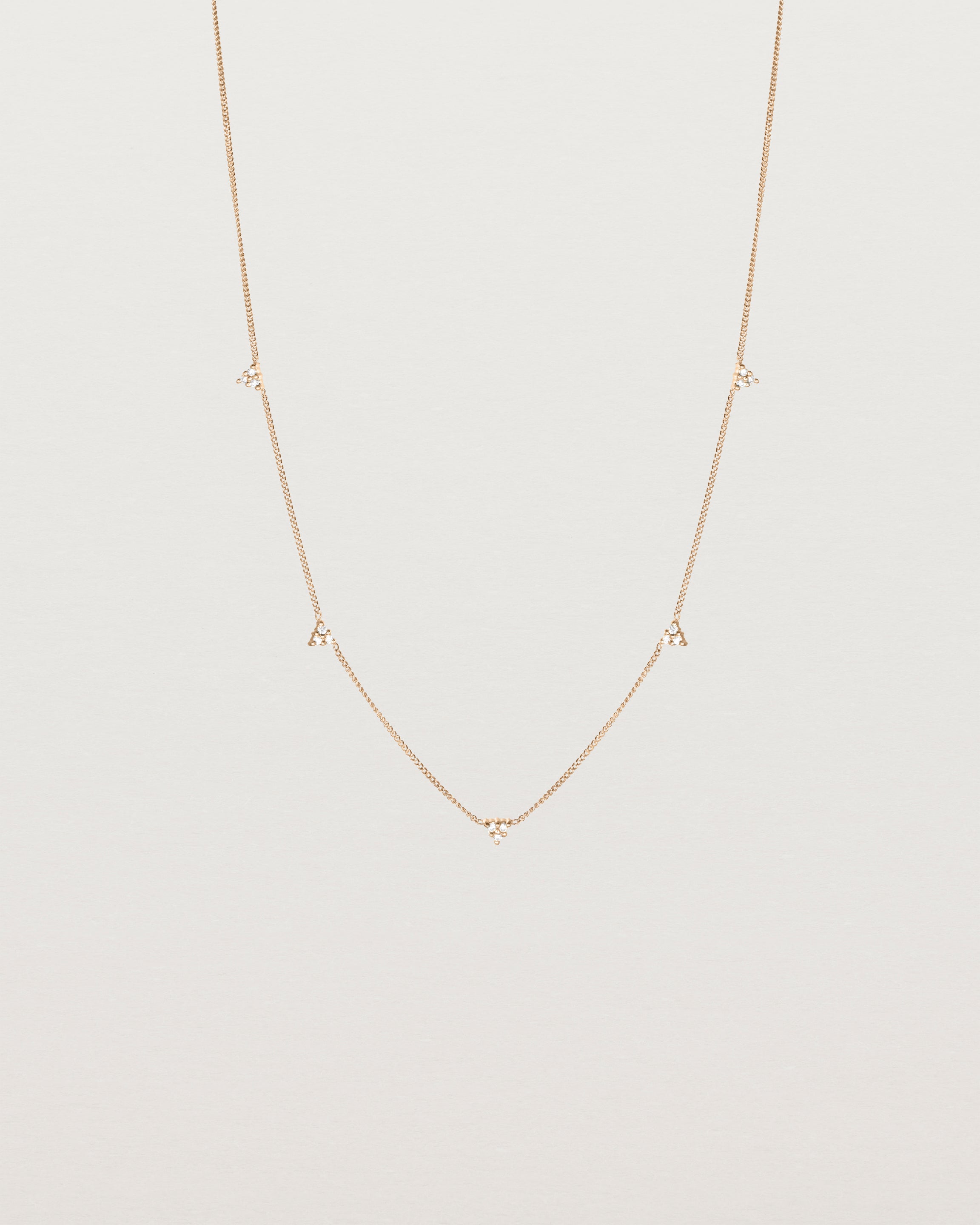 Front view of the Full Kalani Necklace | Diamonds in rose gold. 