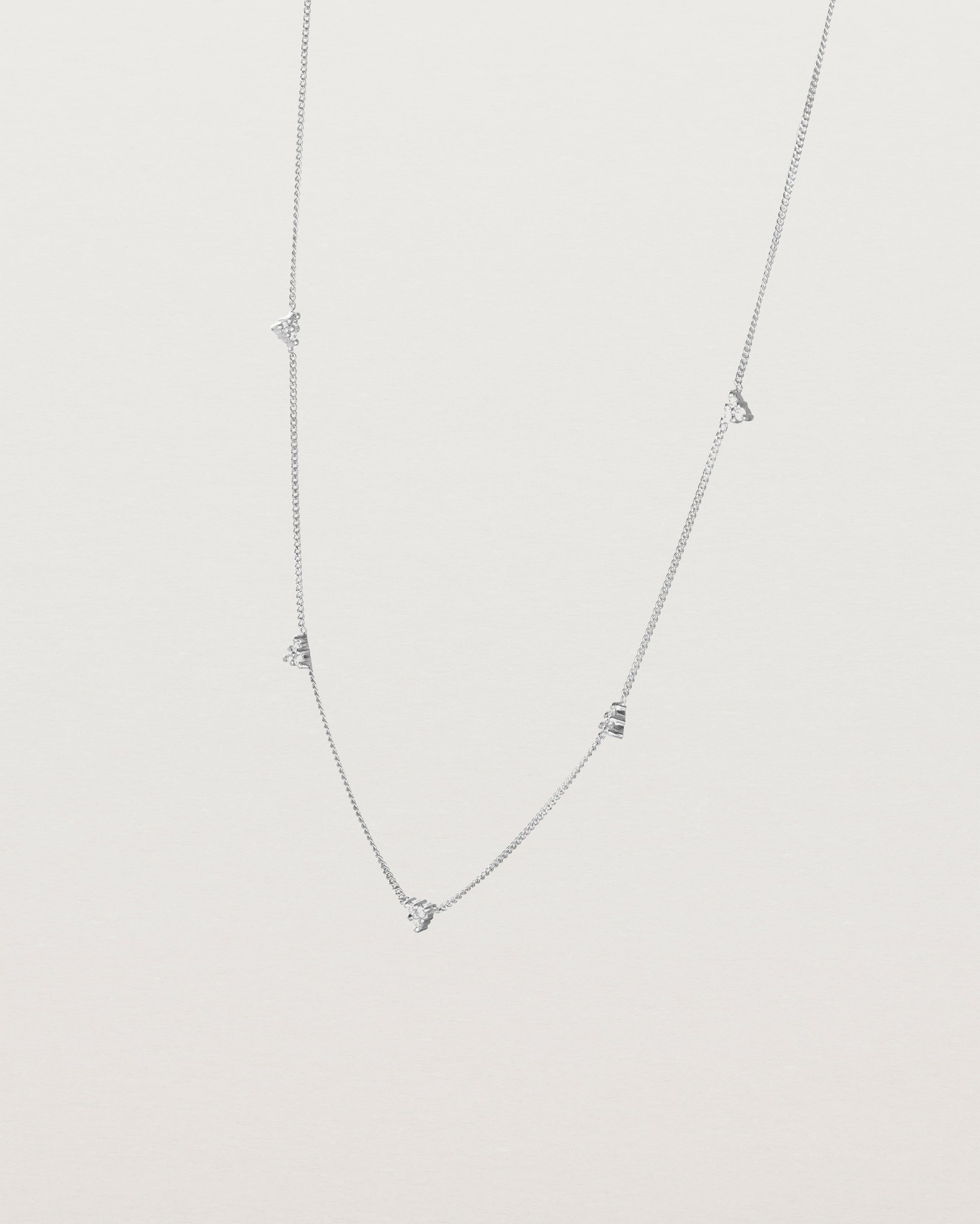 Angled view of the Full Kalani Necklace | Diamonds in white gold. 