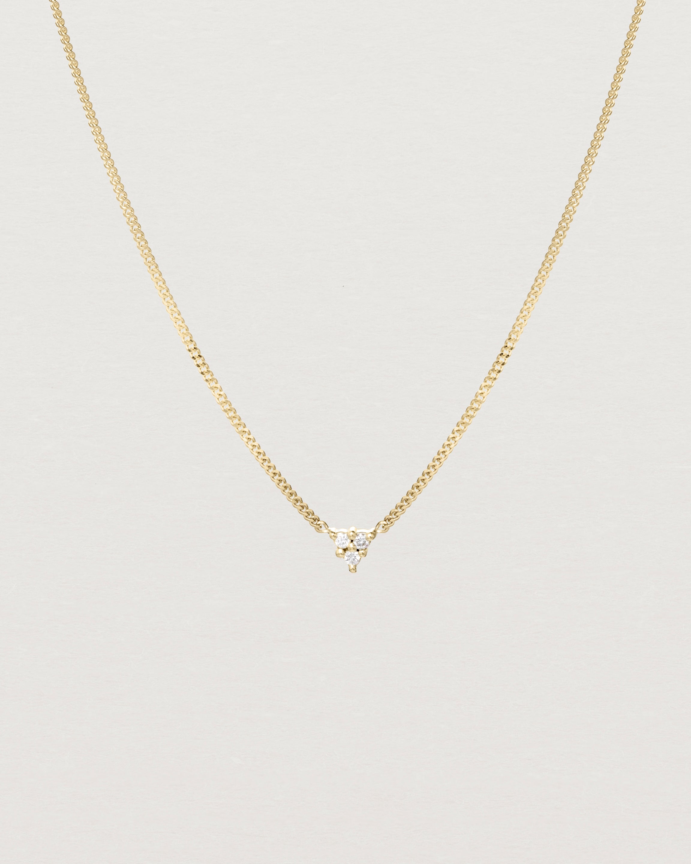 Close up view of the Kalani Necklace | Diamonds in yellow gold.