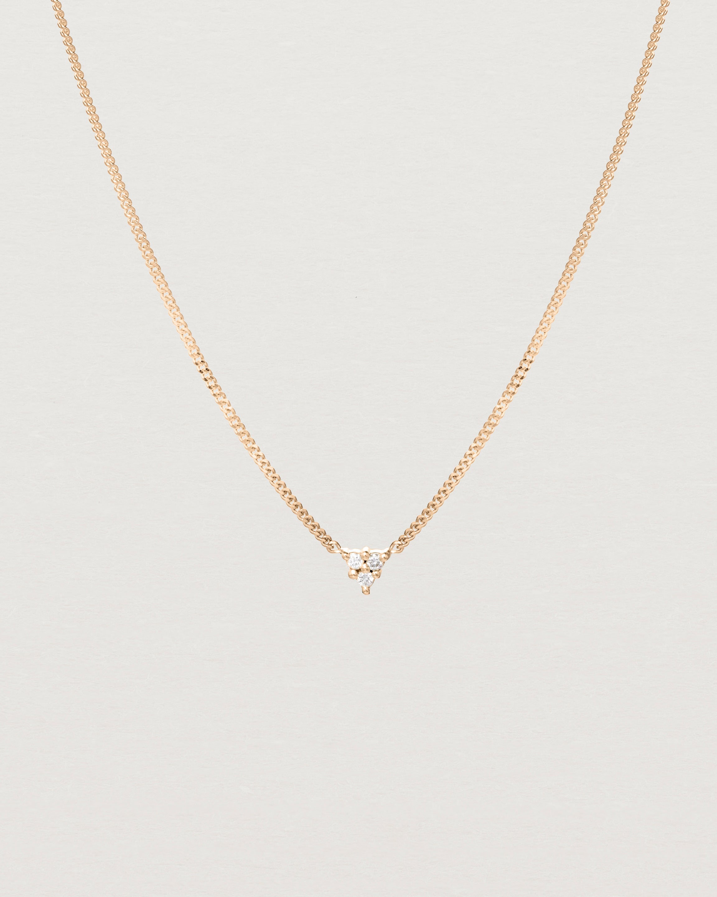 Close up view of the Kalani Necklace | Diamonds in rose gold.
