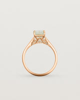 Standing view of the Kalina Emerald Solitaire | Green Amethyst | Rose Gold.