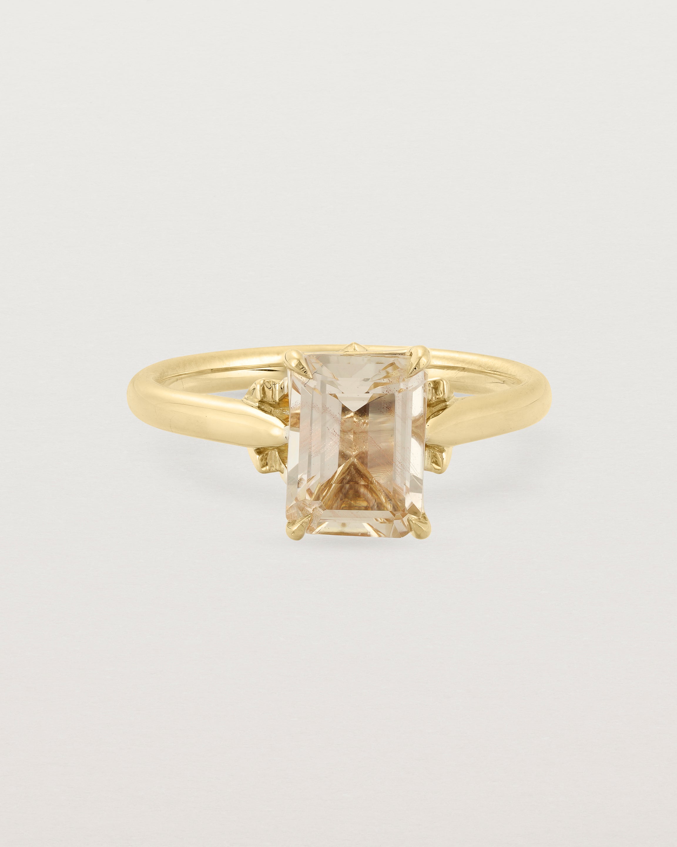Front view of the Kalina Emerald Solitaire | Savannah Sunstone | Yellow Gold.