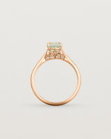 Standing view of the Kalina Oval Solitaire | Green Amethyst | Rose Gold.
