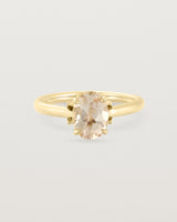 Front view of the Kalina Oval Solitaire | Savannah Sunstone | Yellow Gold.