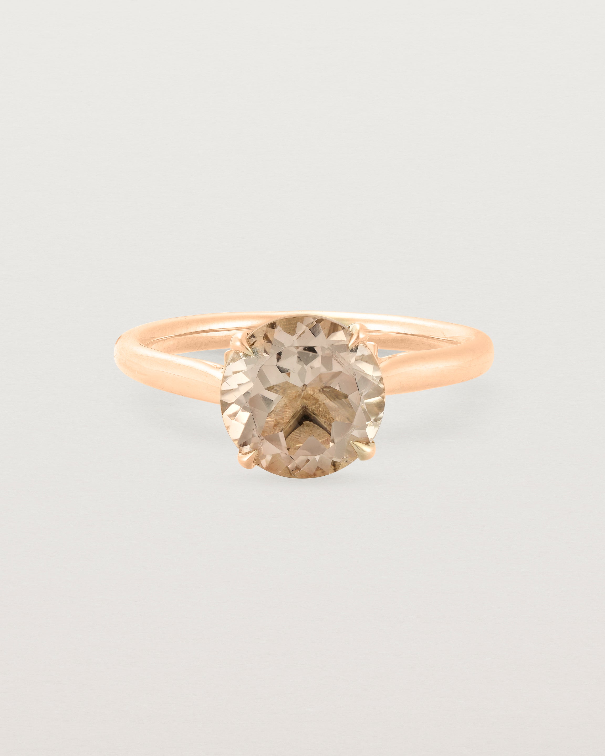 Front view of the Kalina Round Solitaire | Savannah Sunstone | Rose Gold.