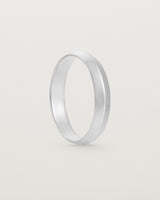 Standing view of the Knife Edge Wedding Ring | 4mm | White Gold.