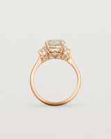 Standing view of the Laurel Round Trio Ring | Green Amethyst | Rose Gold.