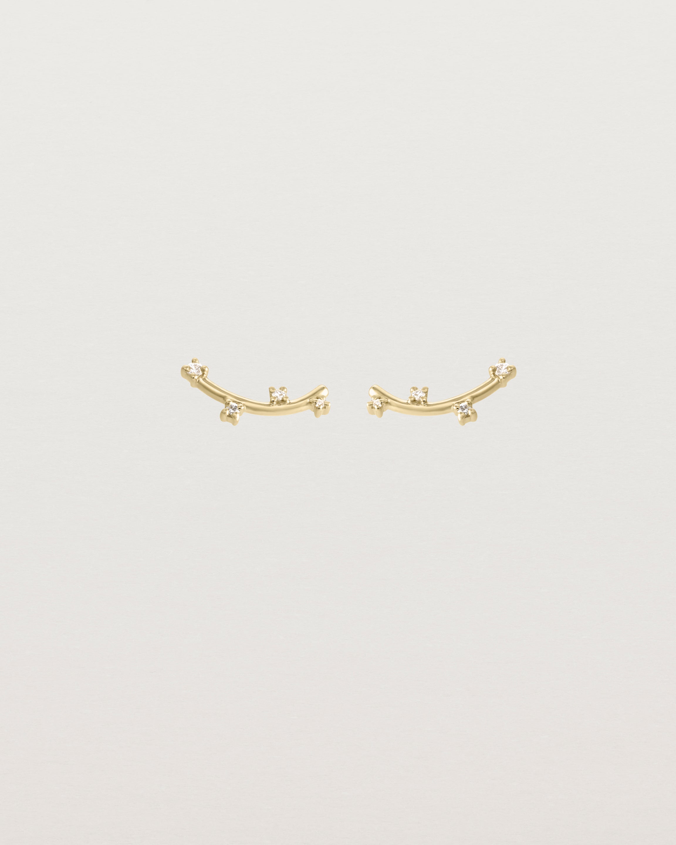 Front view of the Lyra Earrings | Diamond in yellow gold.