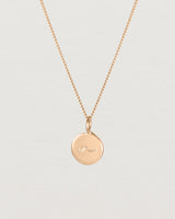 Close up view of the Mae Necklace in rose gold.