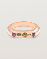 Front view of the. Mei Signet Ring | Coloured Stones in rose gold.