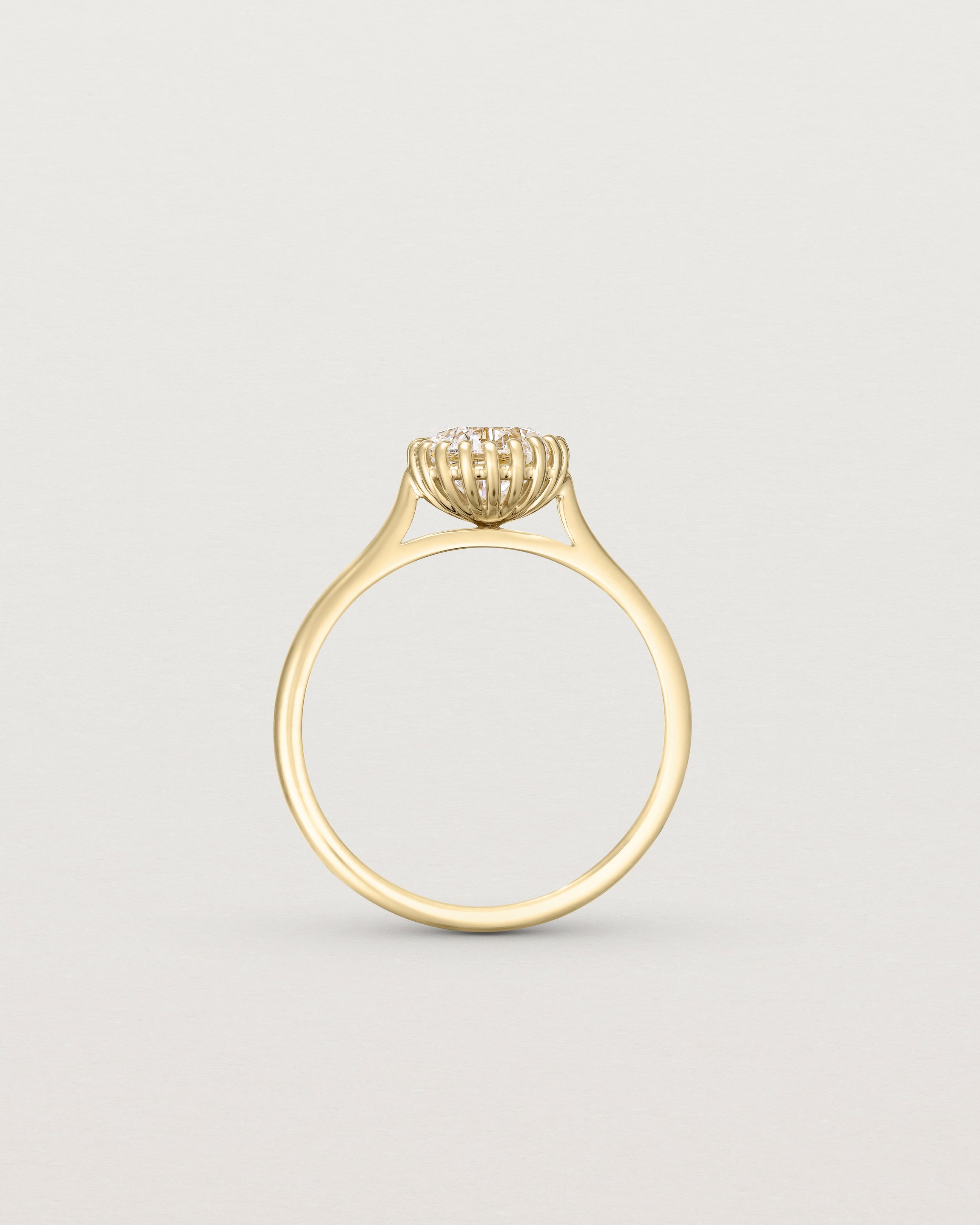 Standing view of the Meroë Round Solitaire | Laboratory Grown Diamond in yellow gold