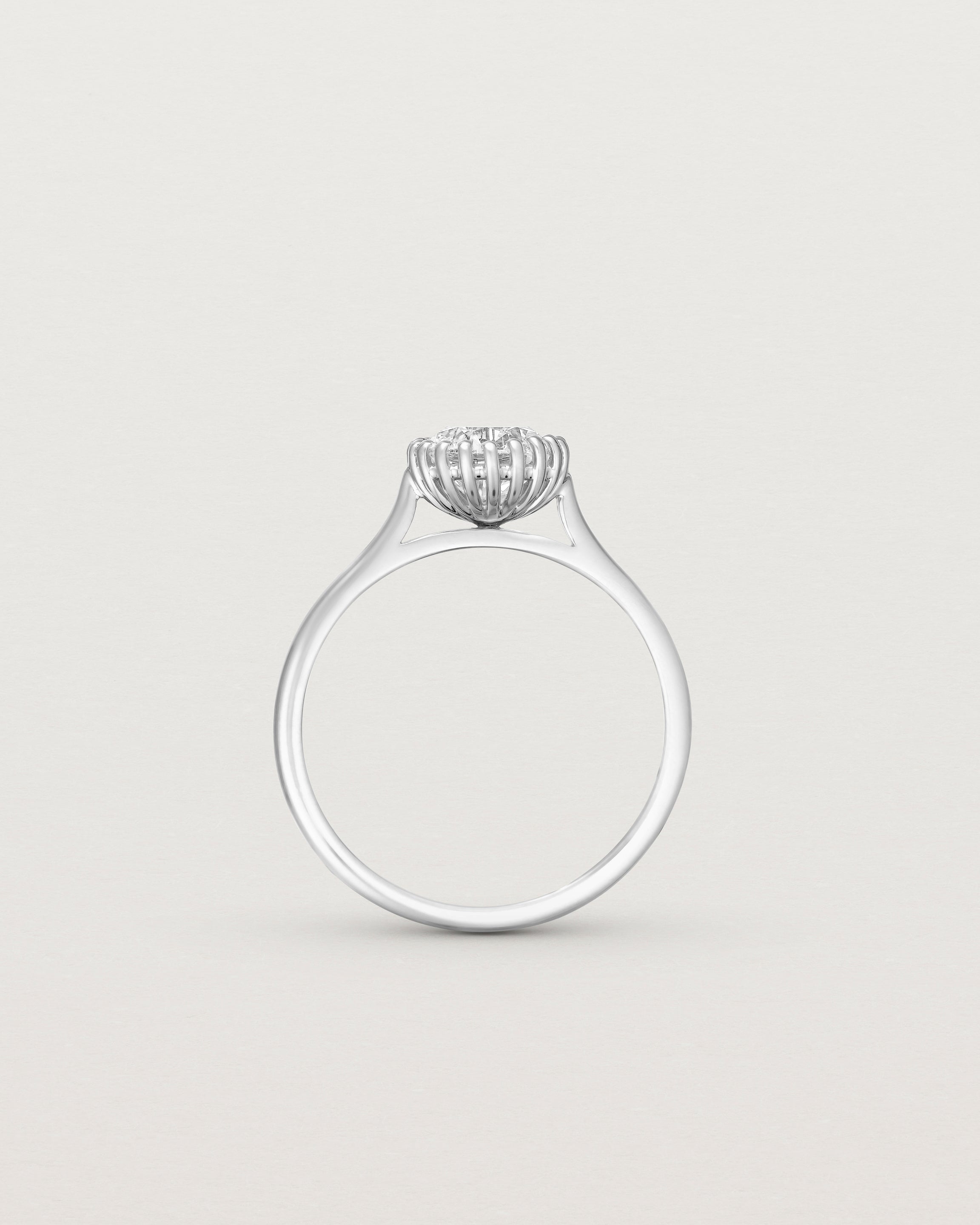 Standing view of the Meroë Round Solitaire | Laboratory Grown Diamond in white gold.