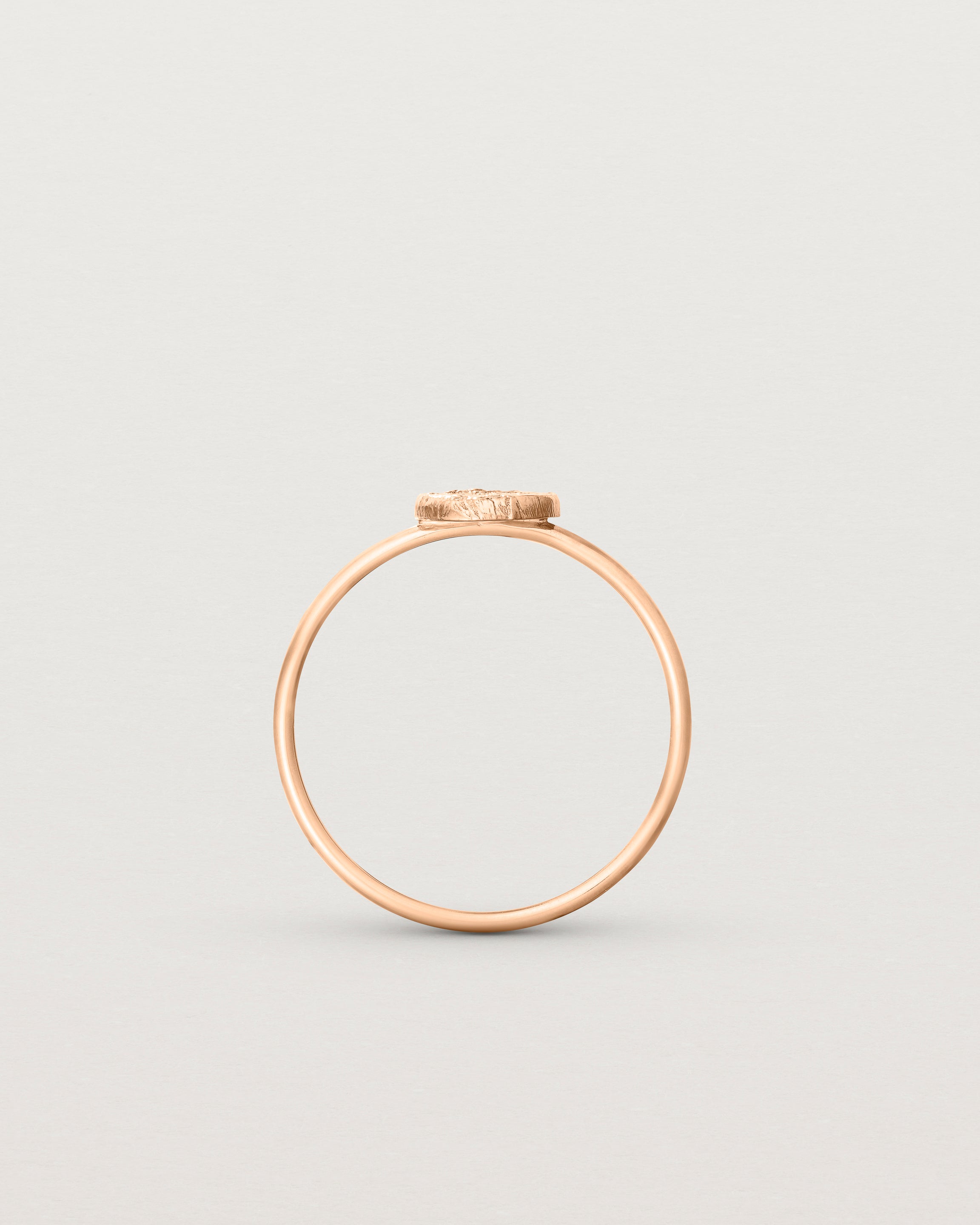 Standing view of the Moon Ring in rose gold.