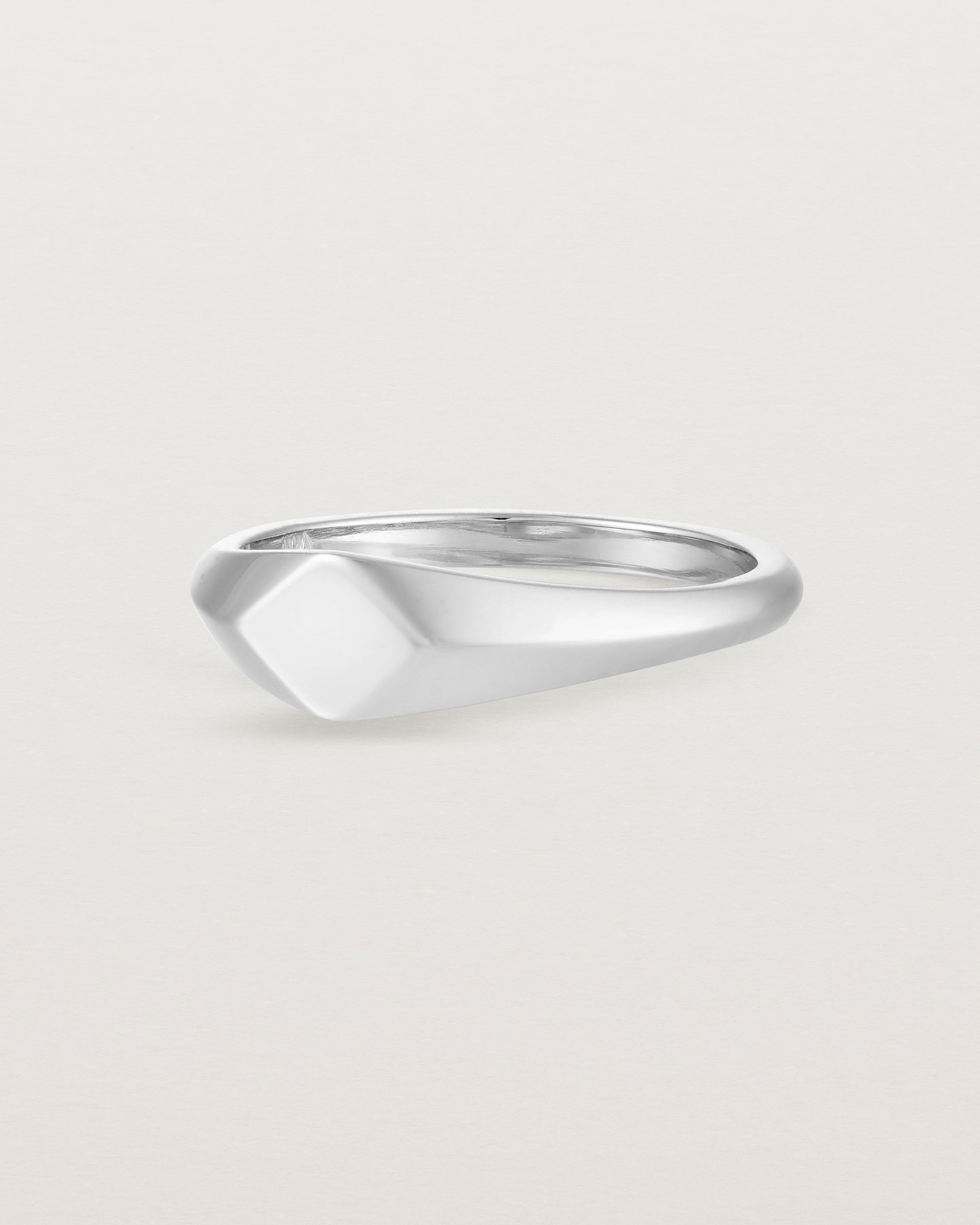 Angled view of the Front view of the Nuna Signet Ring | Sterling Silver.