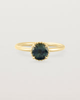 Front view of the Celia | Round Tulip Solitaire | Teal Sapphire.