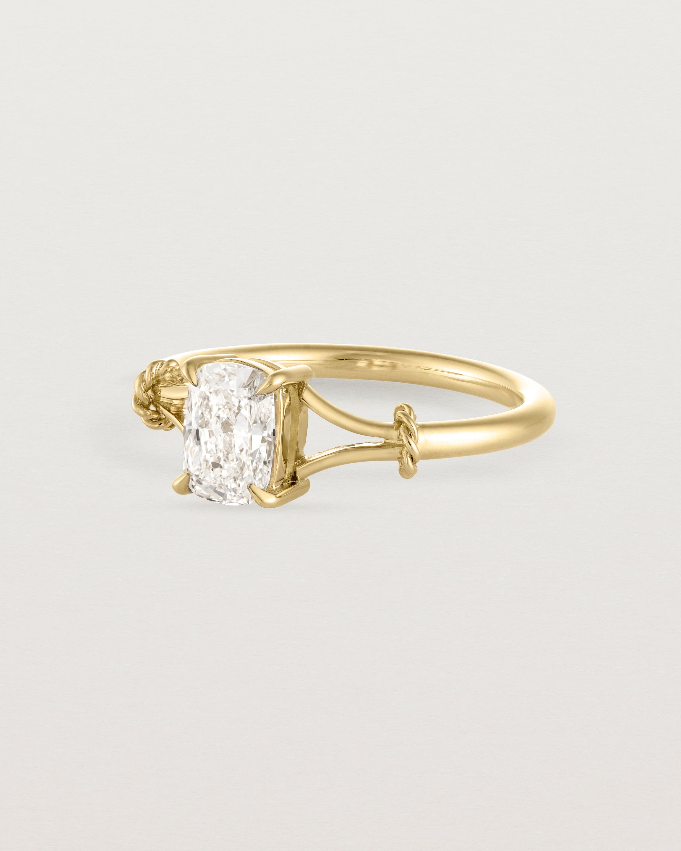 Angled view of the Alida | Split Band Solitaire Ring | Diamond.