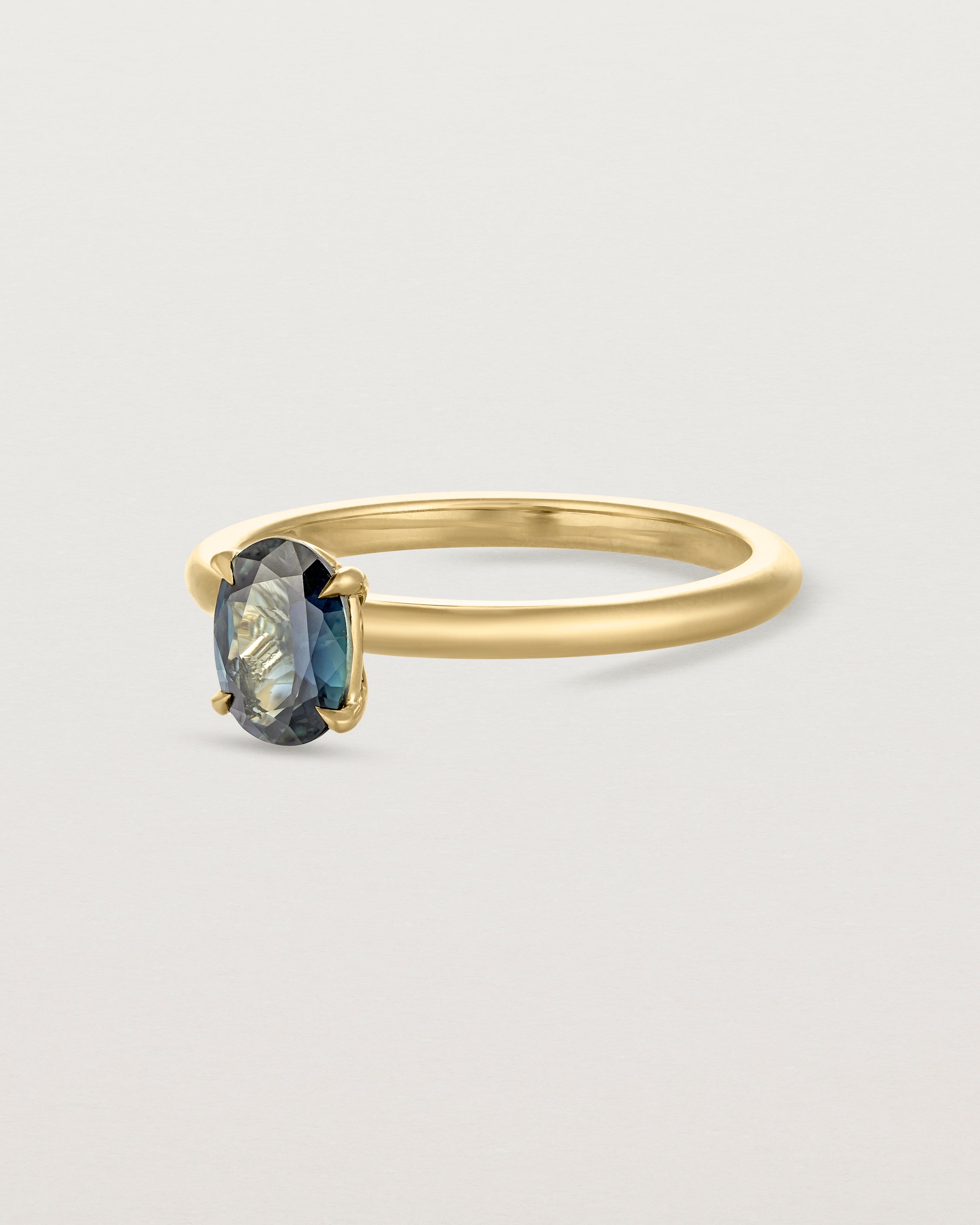 Angled view of the Margot Signature Solitaire | Sapphire.