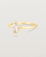 Side image of diamond marquise ring in yellow gold