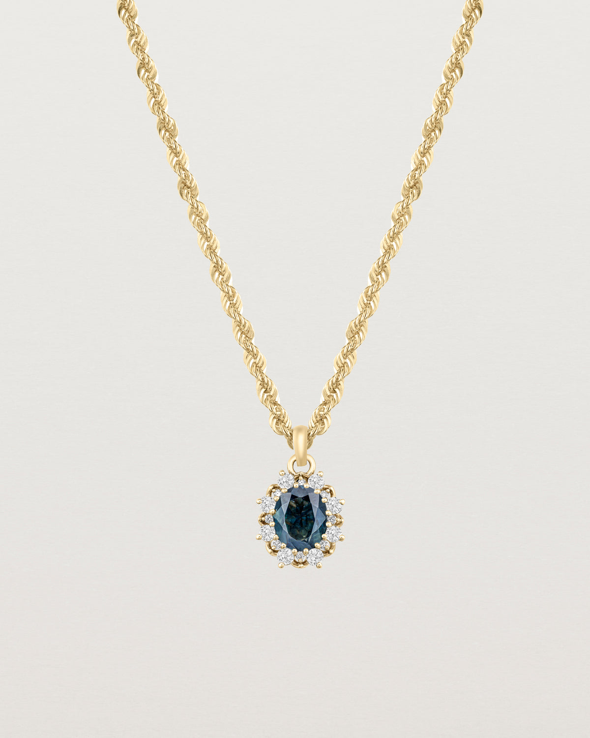 Eirene Halo Necklace | Australian Sapphire & Natural Diamonds