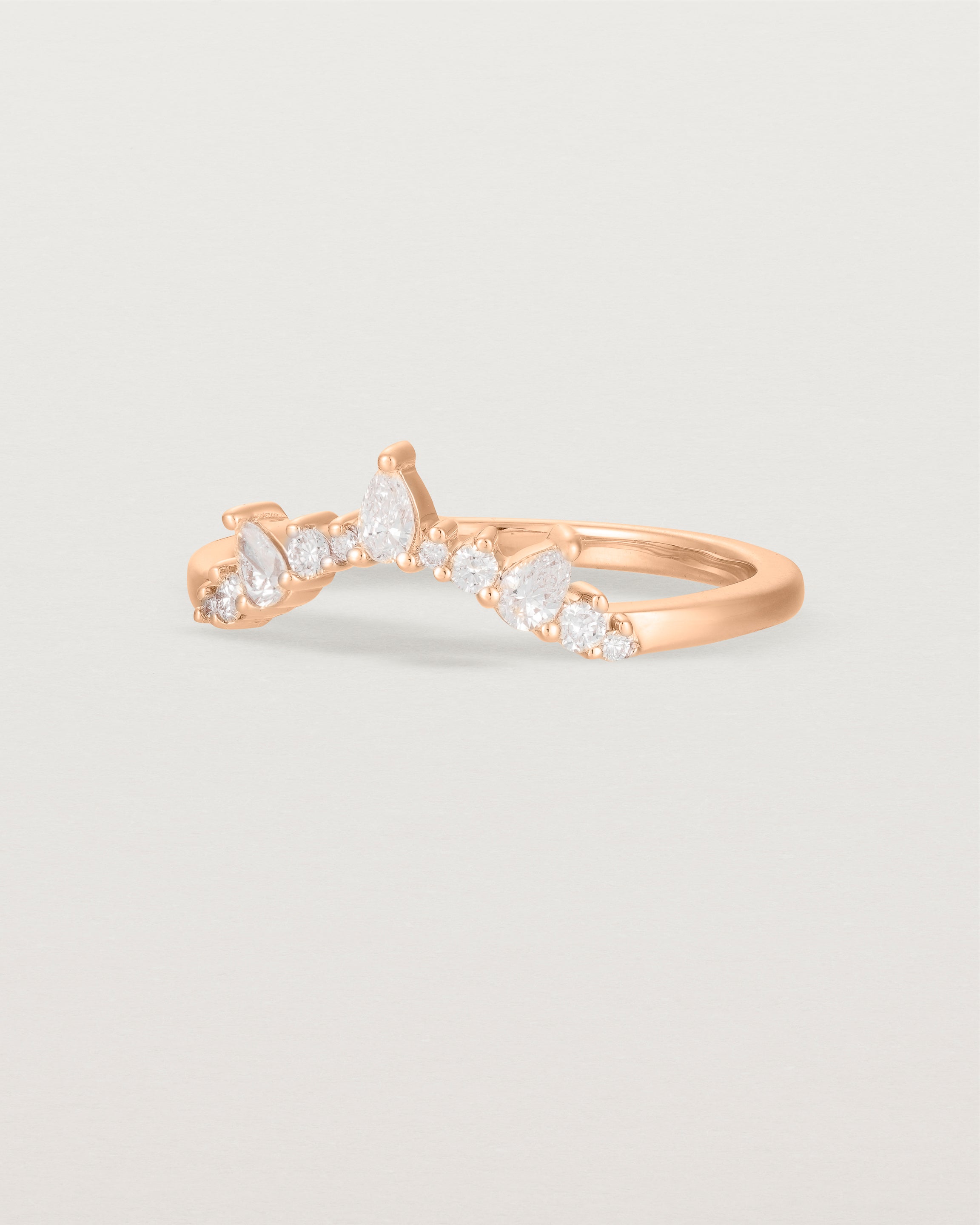 Angled view of the Odette Crown Ring | Fit Ⅲ | Rose Gold.
