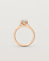 Standing view of the Thea Oval Solitaire | Green Amethyst in rose gold.