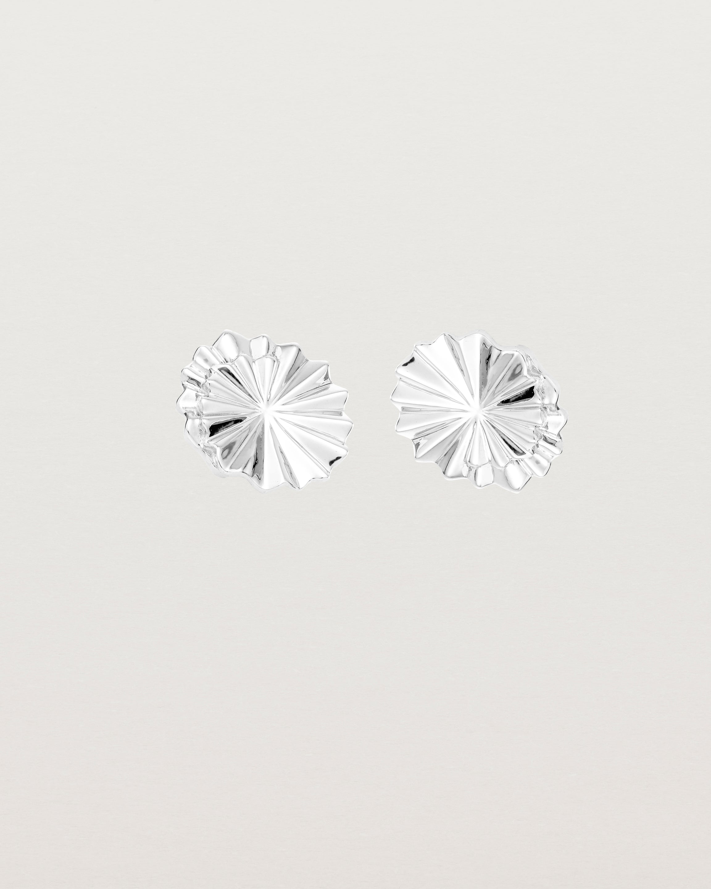 Front view of the Pan Earrings in sterling silver.