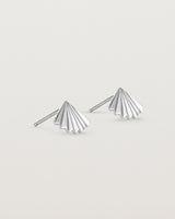 A pair of fan shaped sterling silver earrings