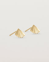 A pair of fan shaped yellow gold earrings