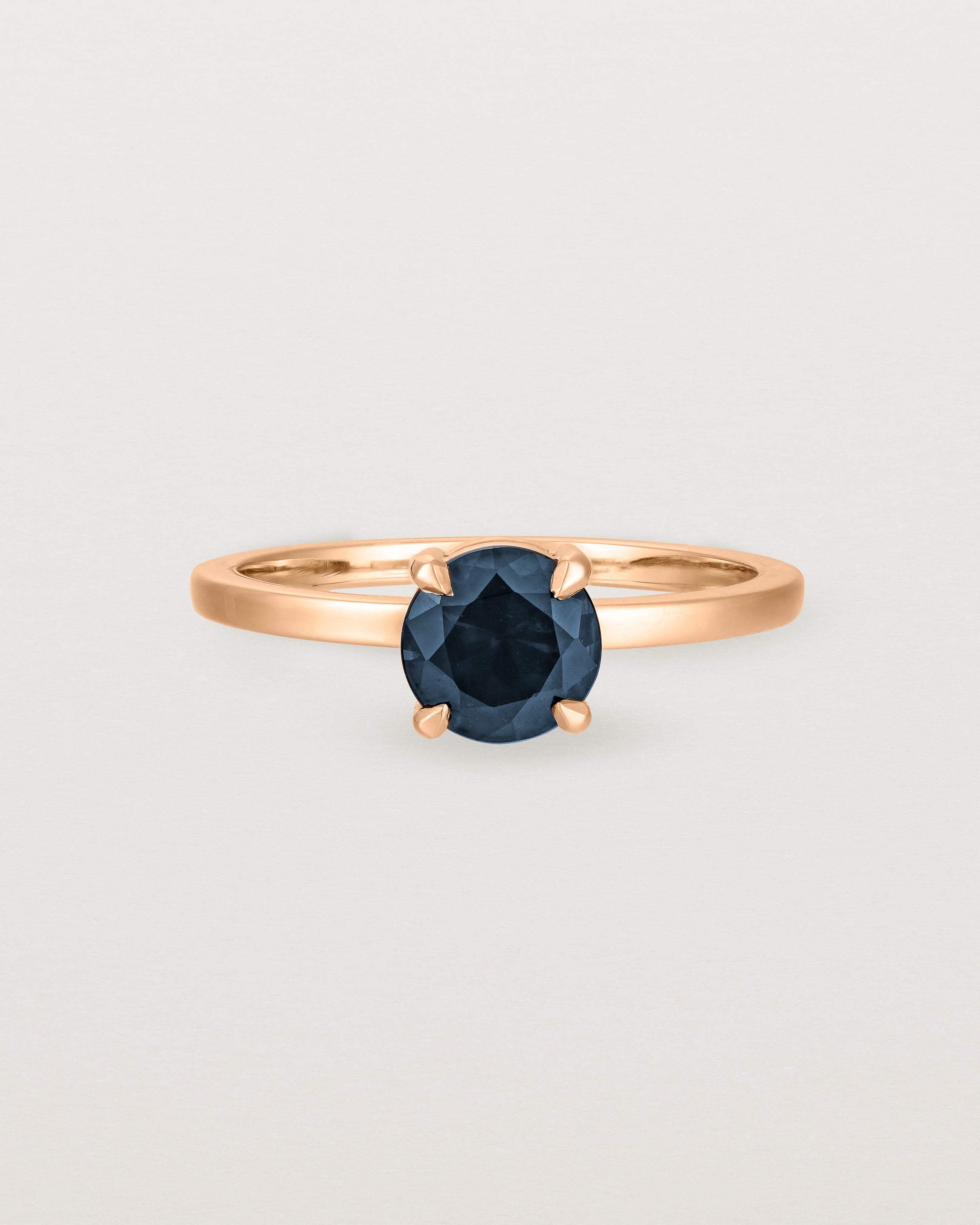 Front view of the Petite Una Round Solitaire | Australian Sapphire | Rose Gold.