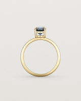 Standing view of the Petite Una Round Solitaire | Australian Sapphire | Yellow Gold.