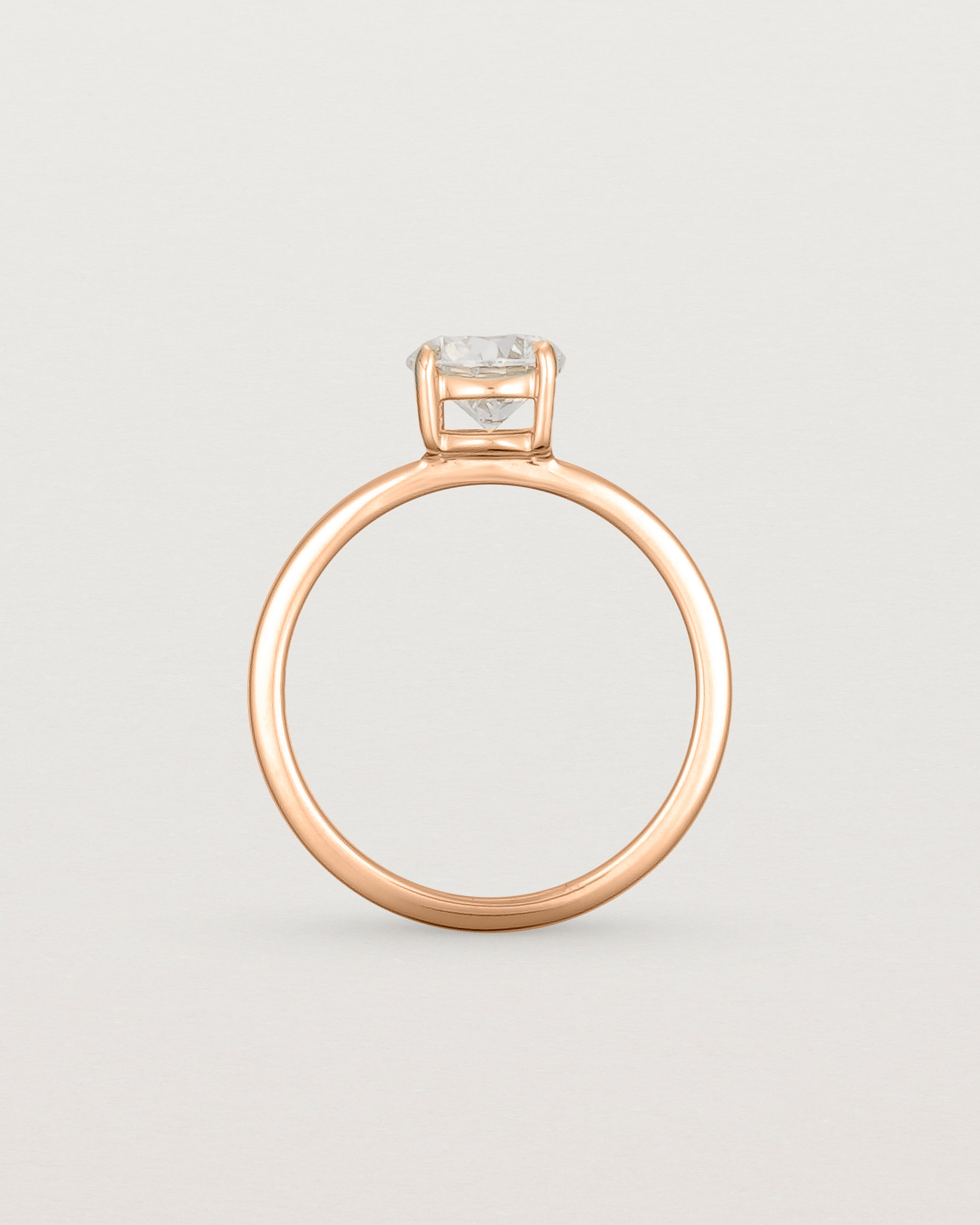 Standing view of the Petite Una Round Solitaire | Laboratory Grown Diamond | Rose Gold.