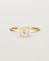 Front view of the Petite Una Round Solitaire | Morganite | Yellow Gold.