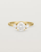 Front view of the Petite Una Round Trio Ring | Laboratory Grown Diamonds | Yellow Gold.