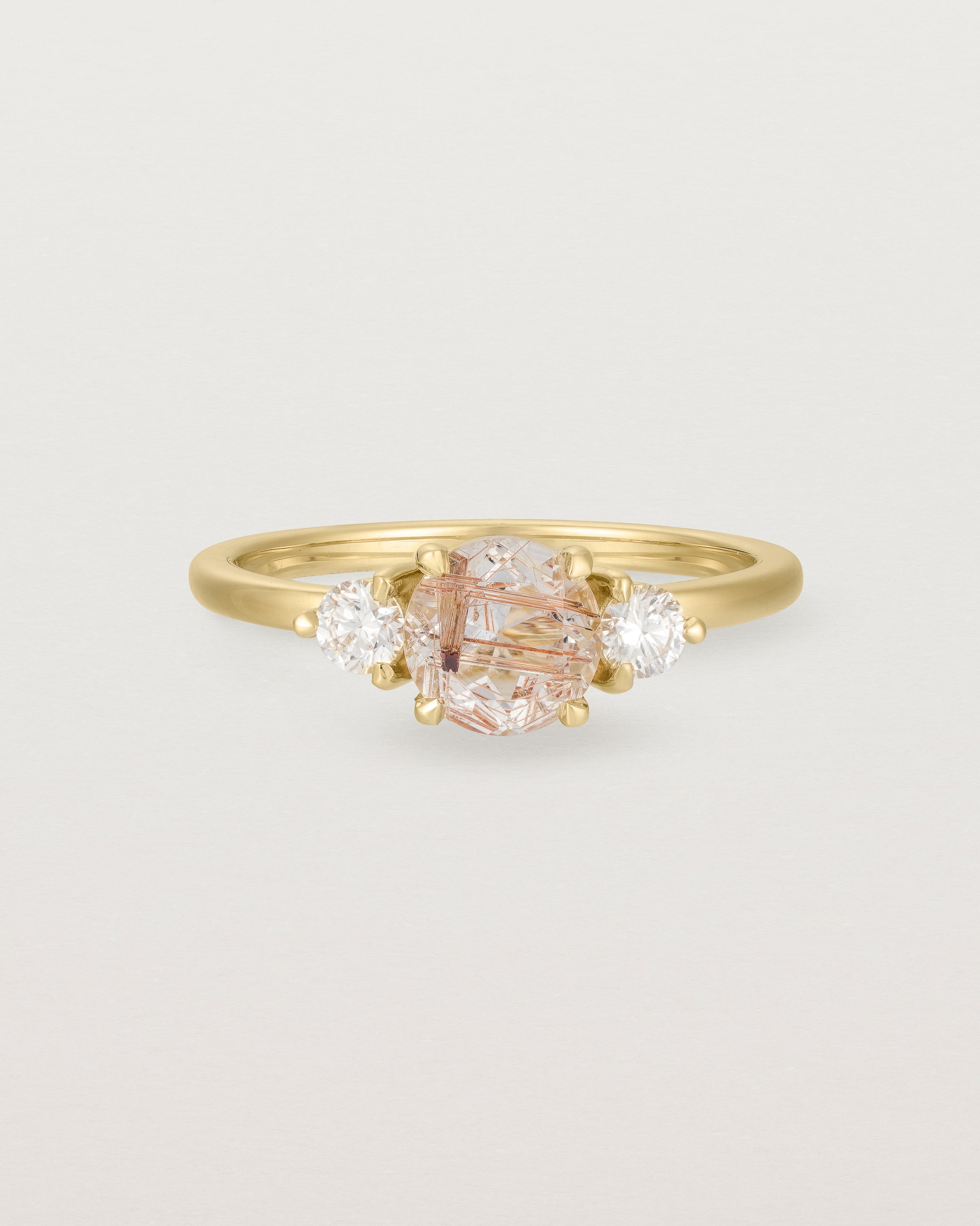 Petite Una Round Trio Ring Rutilated Quartz Diamonds