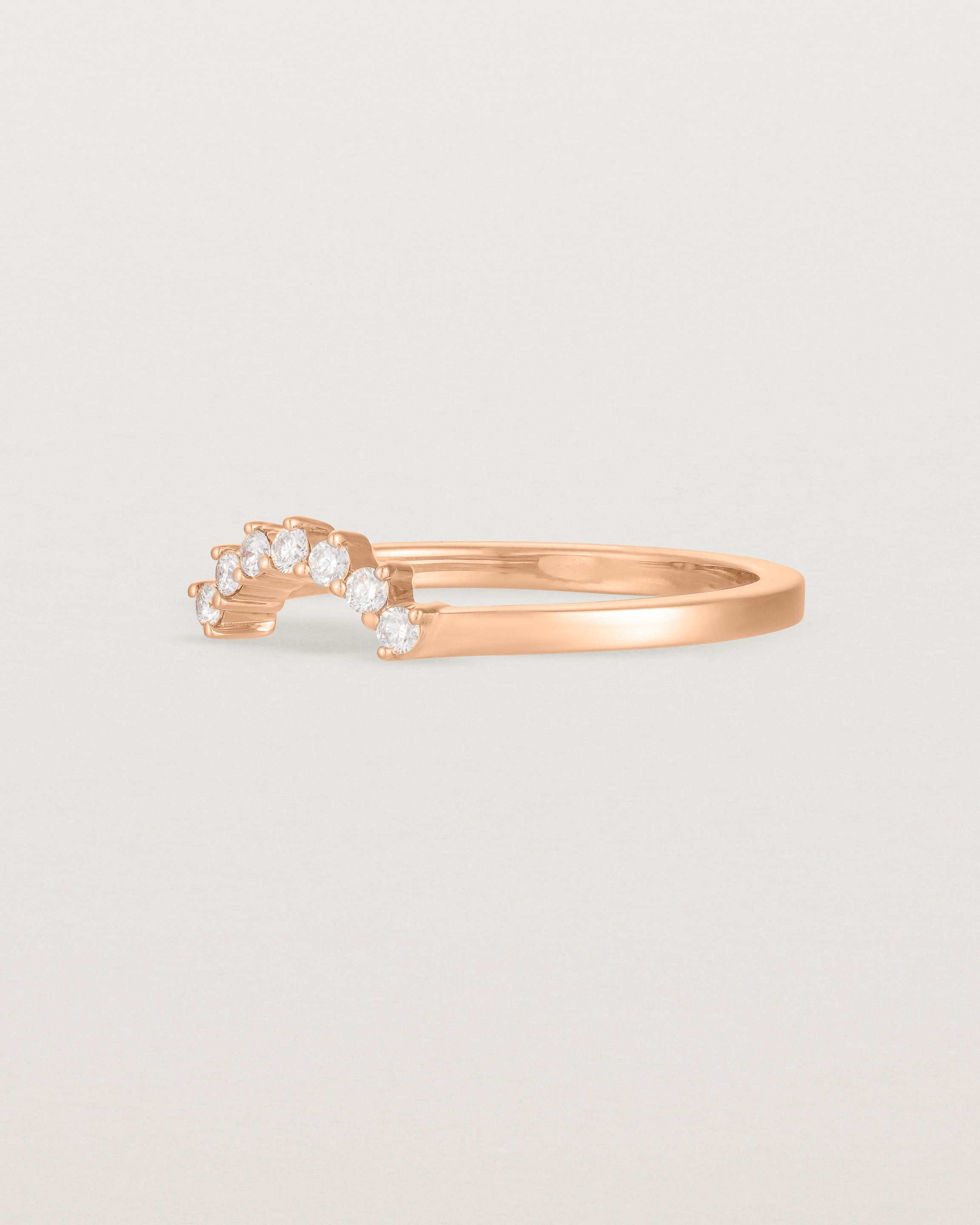 Angled view of the Reina Crown Ring | Fit Ⅰ | Rose Gold.