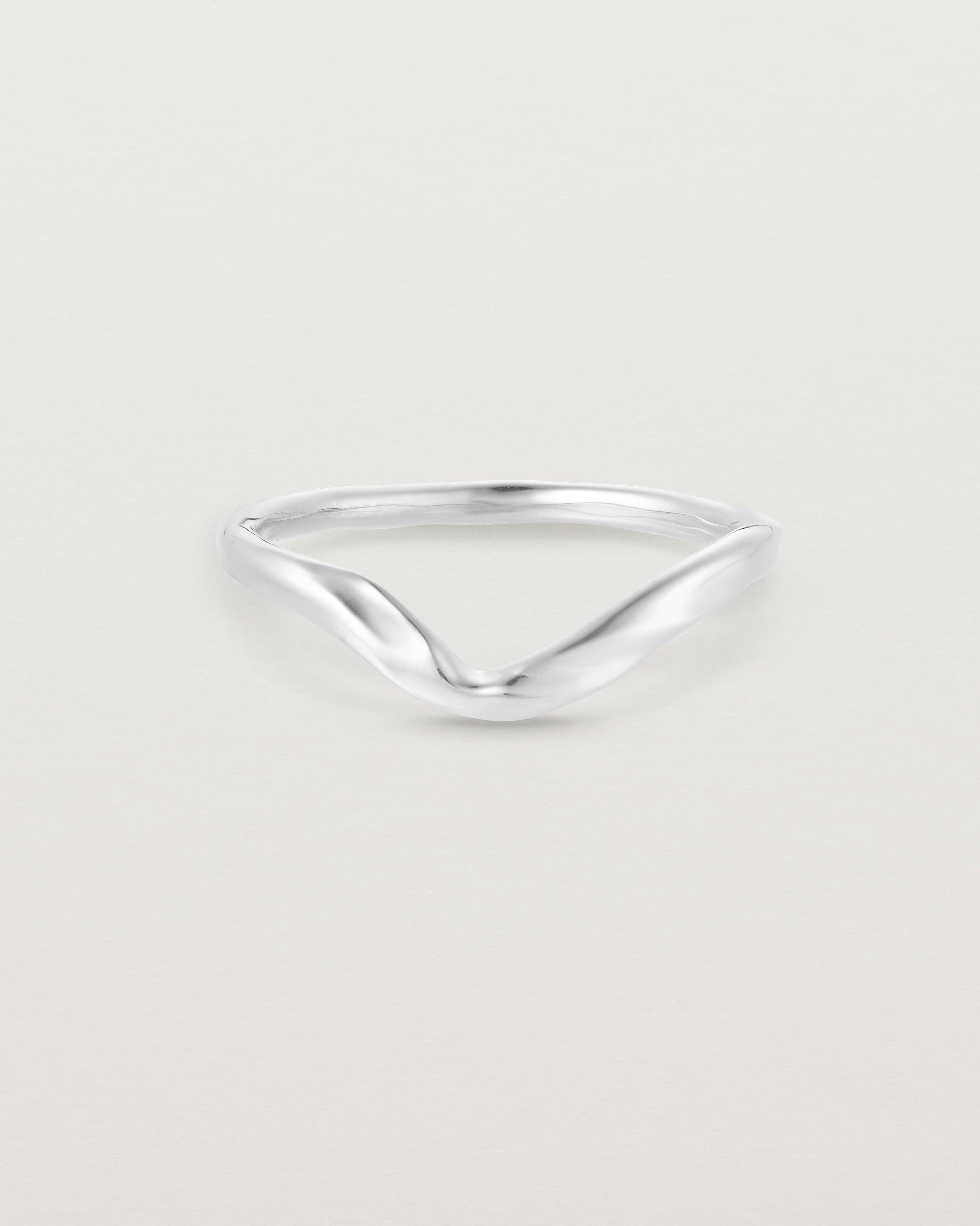 front facing deep etched white gold wedding band